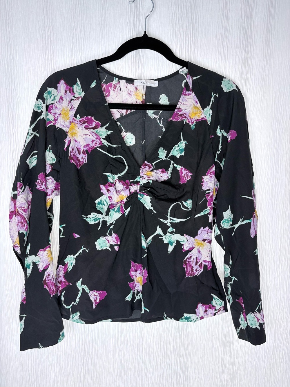 A.L.C. Silk Floral Long Sleeve Blouse, Size 6